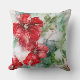 Almofada Crimson Yuletide Blooms