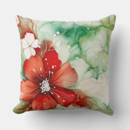 Almofada Crimson Yuletide Blooms Botânico