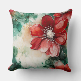Almofada Crimson Yuletide Blooms Botânico