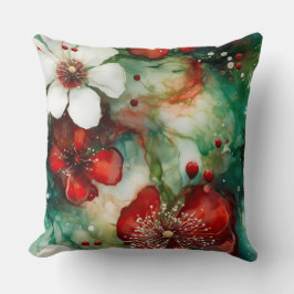 Almofada Crimson Yuletide Blooms Botânico