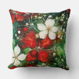 Almofada Crimson Yuletide Blooms Botânico