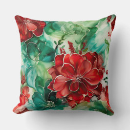 Almofada Crimson Yuletide Blooms Botânico
