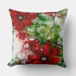 Almofada Crimson Yuletide Blooms Botânico