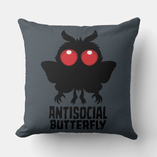 Almofada Criptídeo Borboleta Antissocial Mothman (Frente)