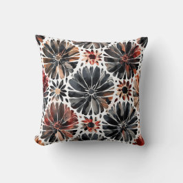 Almofada Crisântemos em Aquarela Floral Escuro