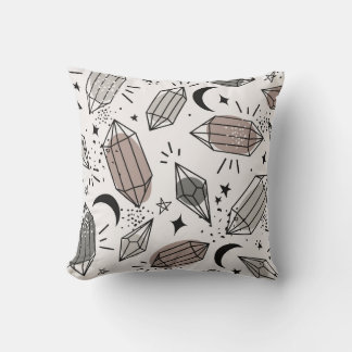 Almofada Cristais, Lua, Estrelas, Design sobrepostos.