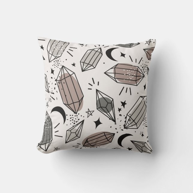 Almofada Cristais, Lua, Estrelas, Design sobrepostos. (Frente)