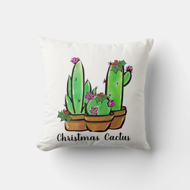 Almofada Cristmas lindos Cactus cactos suculentos (Frente)