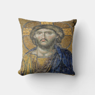 Almofada Cristo Pantocrator Mosiac Icônico Religioso Roman 