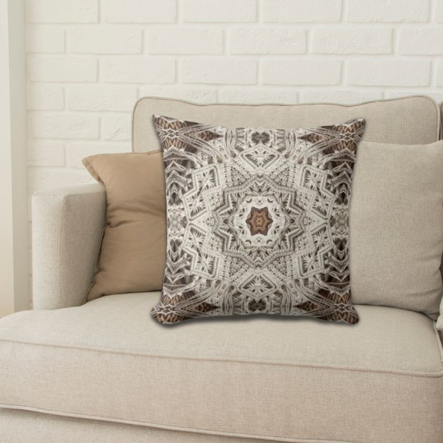 Almofada crochê tribal boho chic (tropical beach boho chic tribal macrame crochet throw pillow)