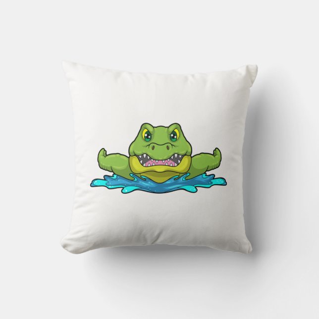 Almofada Crocodilo nadando na água (Frente)