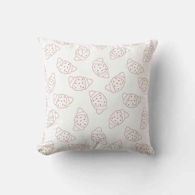Almofada croissant seamless pattern in lineart style on whi (Frente)