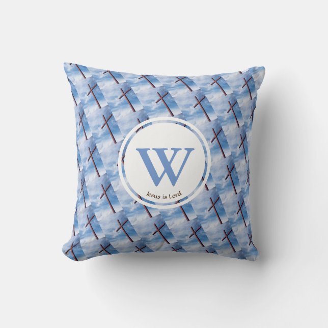Almofada CROSS Jesus é a PÁSCOA do Monograma Personalizado  (Frente)