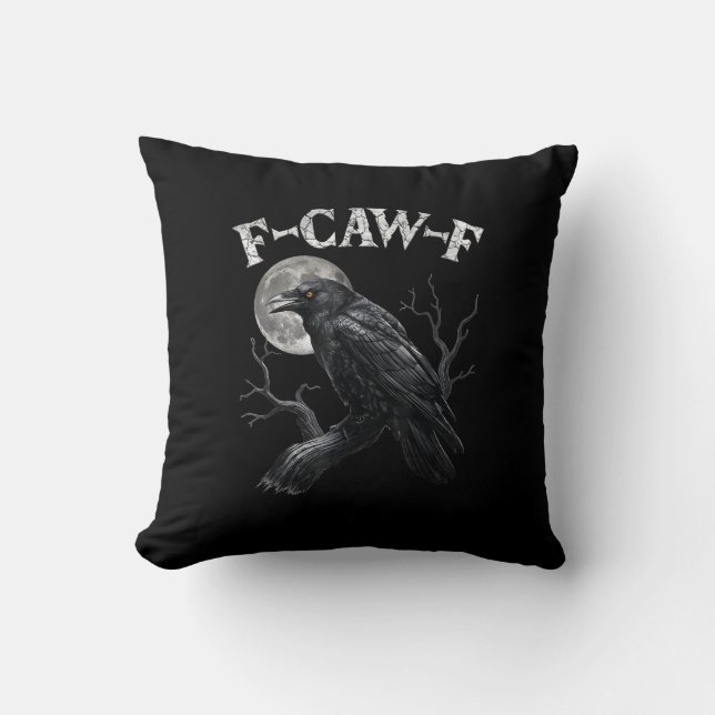 Almofada Crow F-Caw-F Funny Bird Moon Gothic Adult Humor Vi (Frente)
