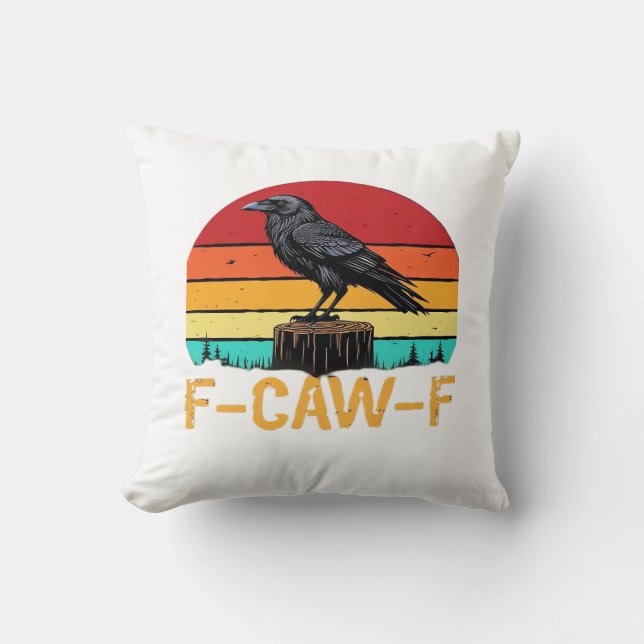 Almofada Crow, F-Caw-F Funny Bird Retro Classic (Frente)
