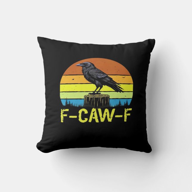 Almofada Crow F-Caw-F Pássaro Engraçado Clássico Minimal Li (Frente)