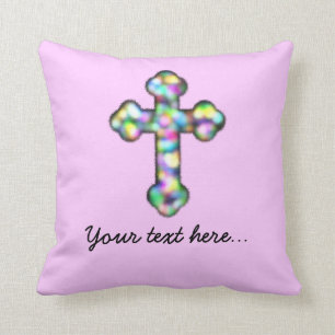 Almofada Cruz cor-de-rosa personalizada