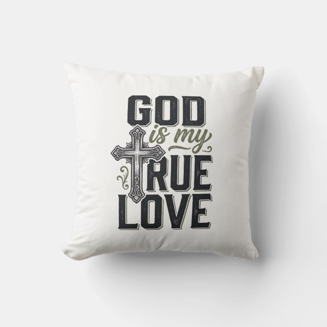 Almofada Cruz Cristã Deus É Meu Verdadeiro Amor Vetor (Frente)
