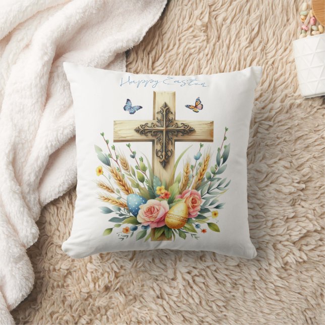 Almofada Cruz de Páscoa em Aquarela Personalizada (Cobertor)