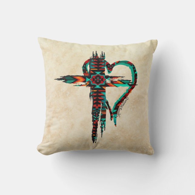 Almofada Cruz E Coração Sudoeste (Frente)