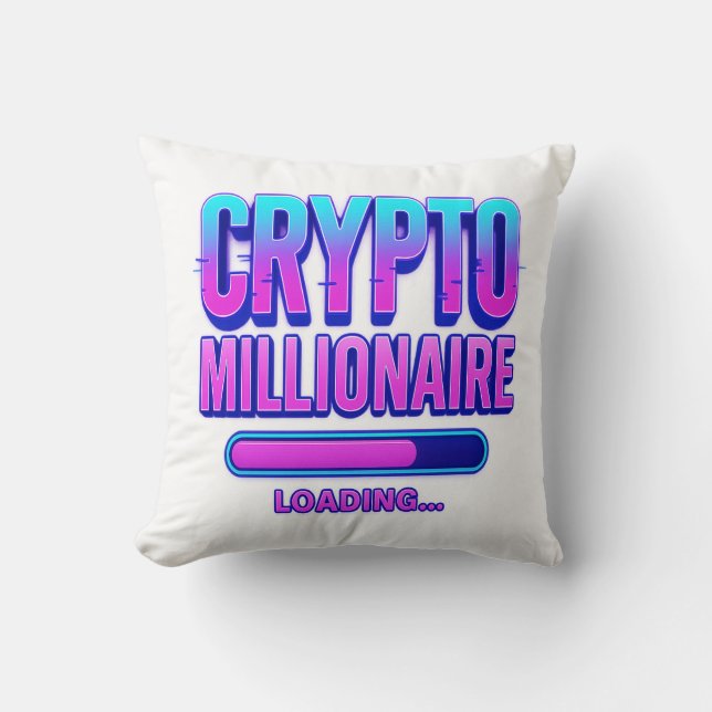 Almofada Crypto Millionaire Loading | Neon Digital Currency (Frente)
