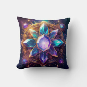 Almofada Crystal Mandala - Trabalho de arte de Gemstone Vib
