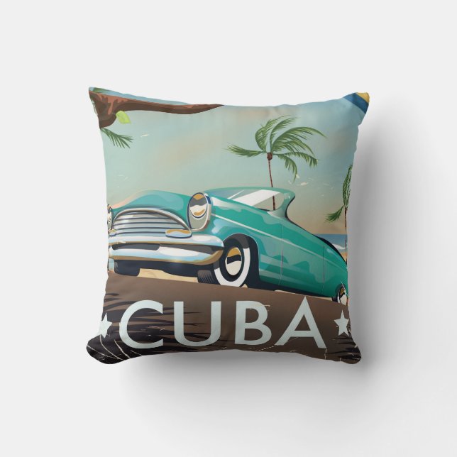 Almofada Cuba vintage retro impressão de viagem (Frente)