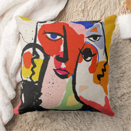 Almofada Cubismo Abstrato Moderno Retrato Geométrico Colori