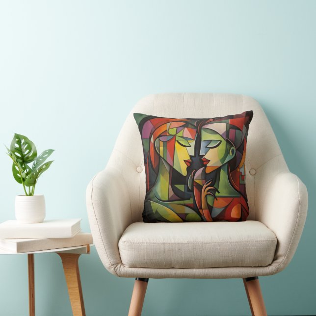 Almofada Cubismo Feminino Arte Abstrata (Cadeira)