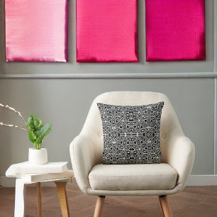 Almofada Cubismo preto e branco e engraçado Neo Geo Abstrat