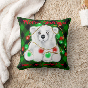 Almofada Cubo de urso polar de Natal, filhote de urso Papai