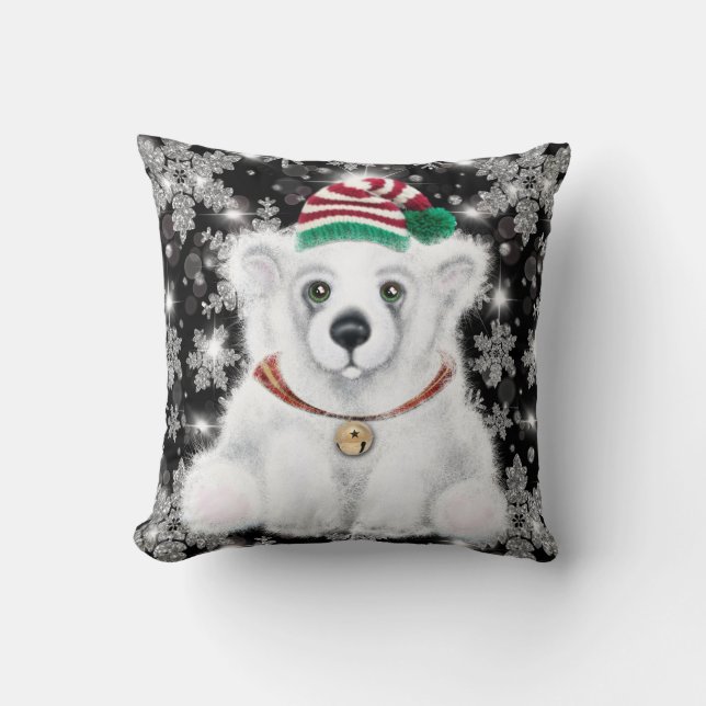 Almofada Cubo de urso polar, Papai noel (Frente)
