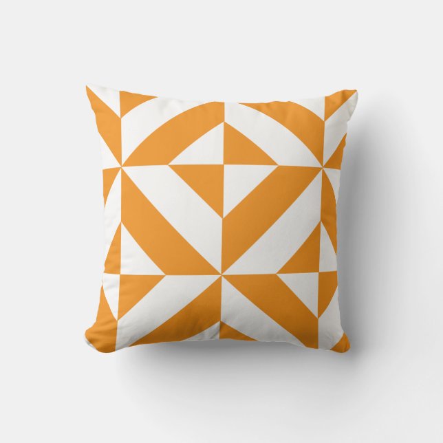 Almofada Cubo Geométrico Deco Laranja Queimado (Frente)