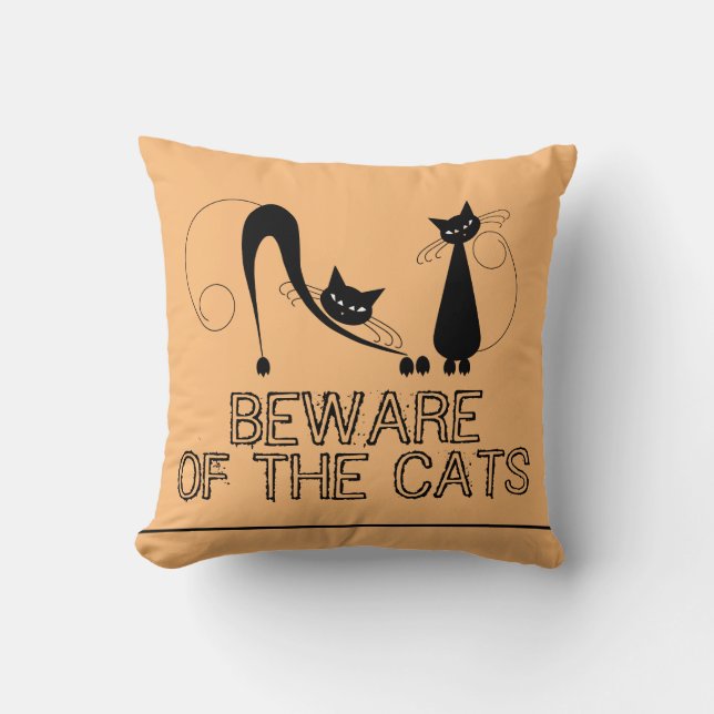 Almofada Cuidado com os Gatos, Gato Negro Elegante (Frente)