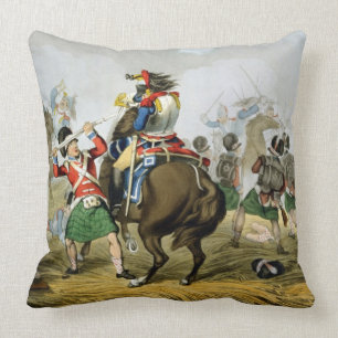 Almofada Cuirassiers franceses na batalha de Waterloo,