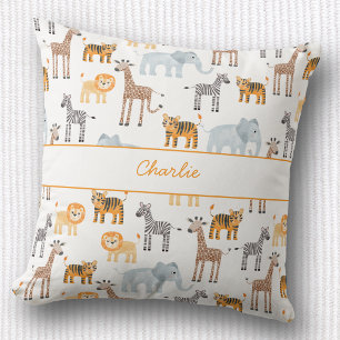 Almofada Cujo Bebê Safari Animal Watercolor Nome Personaliz