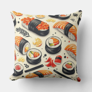 Almofada Culinária japonesa, rolos, sushi, bastões de sushi