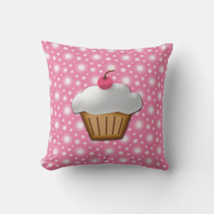 Almofada Cupcake cor-de-rosa bonito da cereja