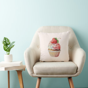 Almofada Cupcake de morango deserto doce