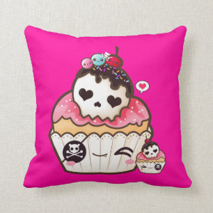 Almofada Cupcake do crânio de Kawaii