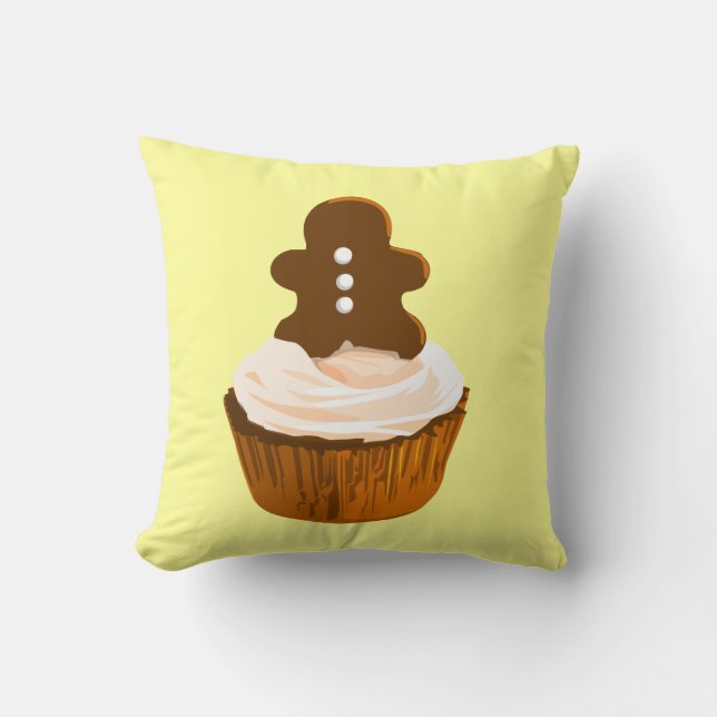 Almofada Cupcake do homem de pão-de-espécie (Frente)