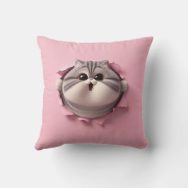 Almofada Curioso Gato Chubby Pionando Papel Rosa
