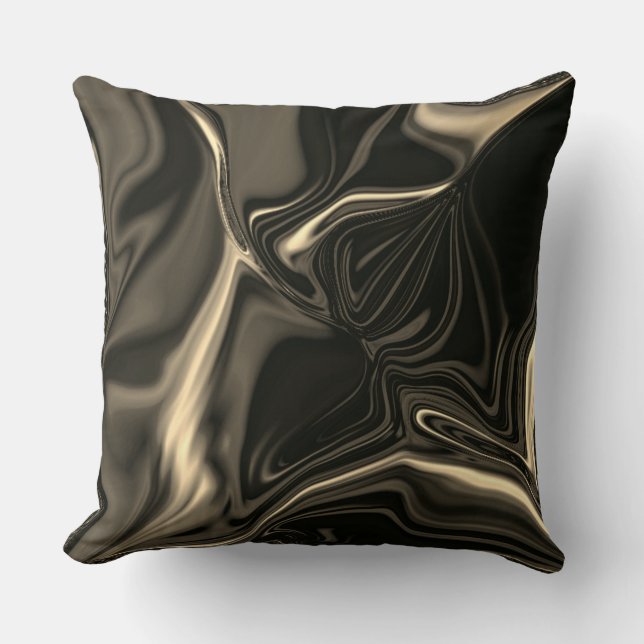 Almofada Curvas de bronze sobre fundo bege acastanhado (Frente)