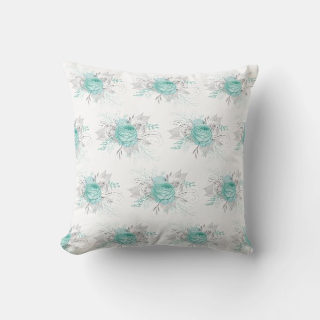 ALMOFADA CUSHÃO FLORAL AQUÁTICA DE HAMPTÕES DUPLOS (Frente)