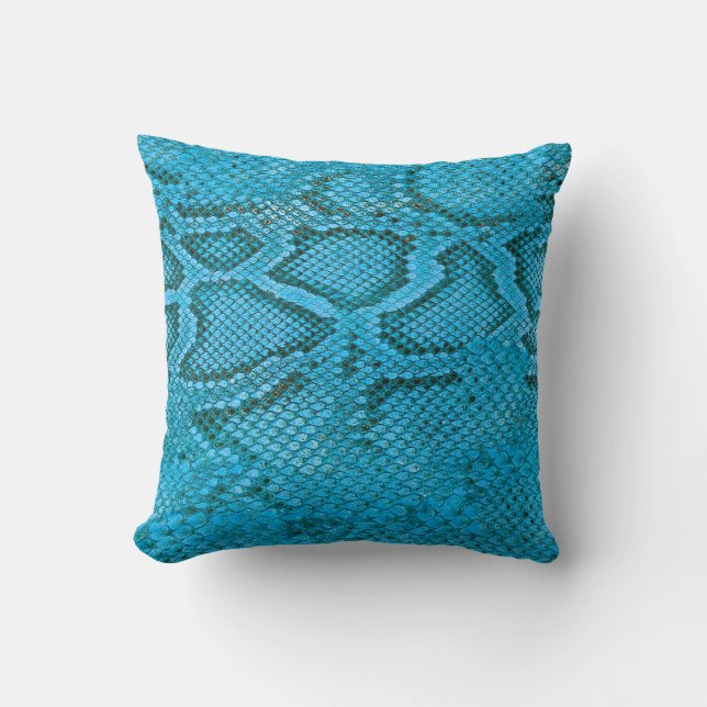 Almofada Cushion com padrão de snakeskin azul (Frente)