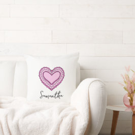 Almofada Cushion Coração Rosa, Cushion de Nome Personalizad