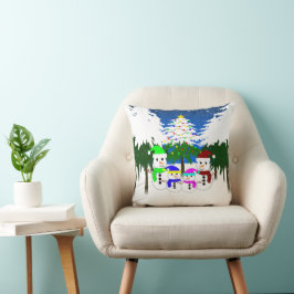 Almofada Cushion da Família Snowman de Natal