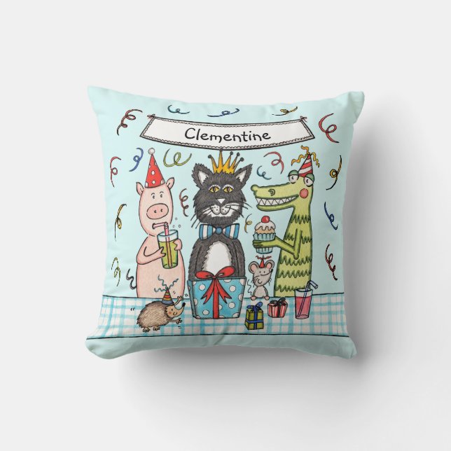 Almofada Cushion de animais de festas personalizados (Frente)
