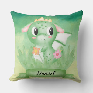 Almofada Cushion de Aquarela de Dragão-Bebê-Cujo Dragão-