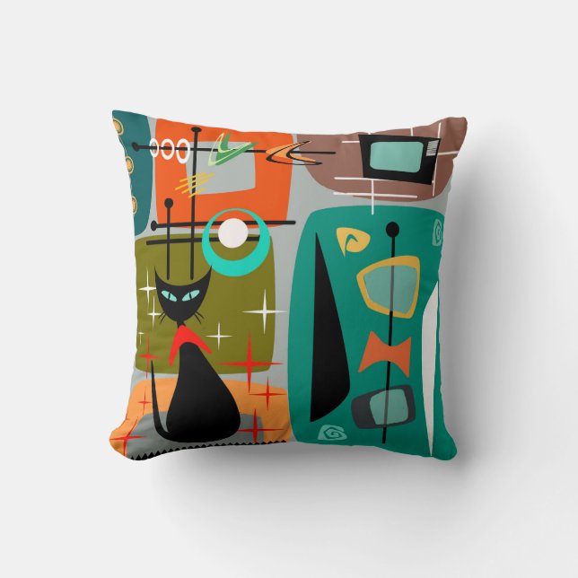 Almofada Cushion de Estilo Moderno de Meio século de Gato l (Frente)